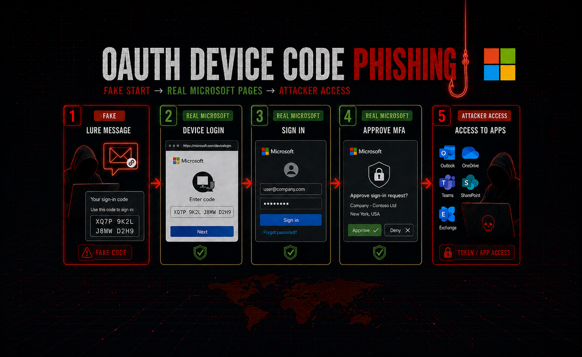 Featured image of post OAuth Device Code Phishing: Stealing Sessions Without Touching a Password